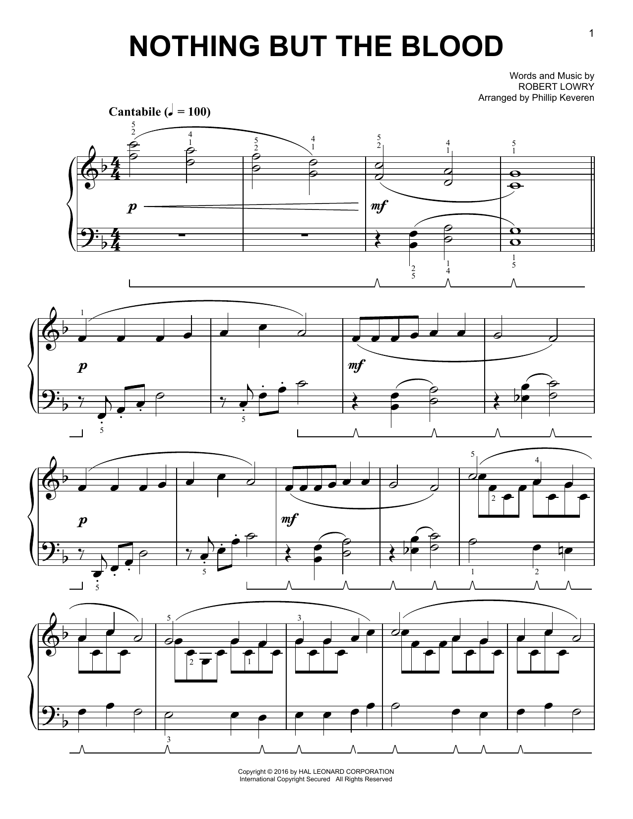 Download Phillip Keveren Nothing But The Blood Sheet Music and learn how to play Easy Piano PDF digital score in minutes