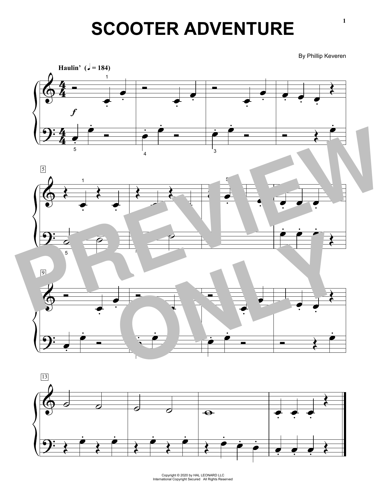 Download Phillip Keveren Scooter Adventure Sheet Music and learn how to play Big Note Piano PDF digital score in minutes