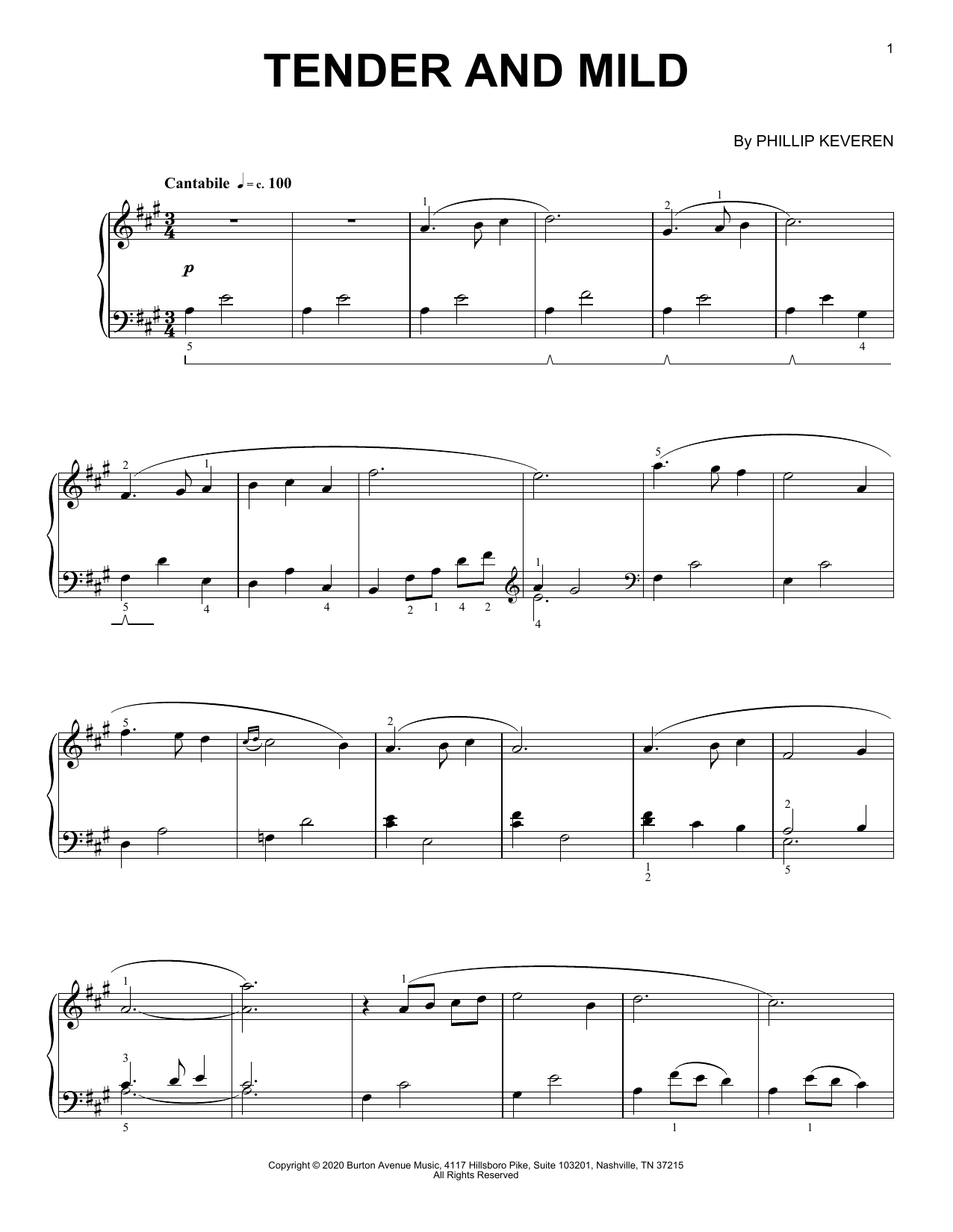 Download Phillip Keveren Tender And Mild Sheet Music and learn how to play Piano Solo PDF digital score in minutes