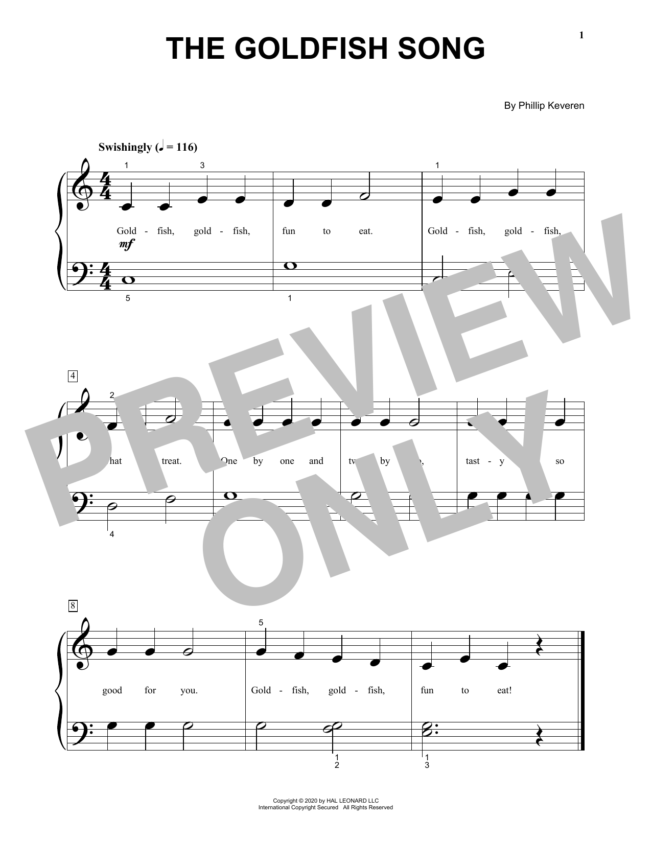 Download Phillip Keveren The Goldfish Song Sheet Music and learn how to play Big Note Piano PDF digital score in minutes