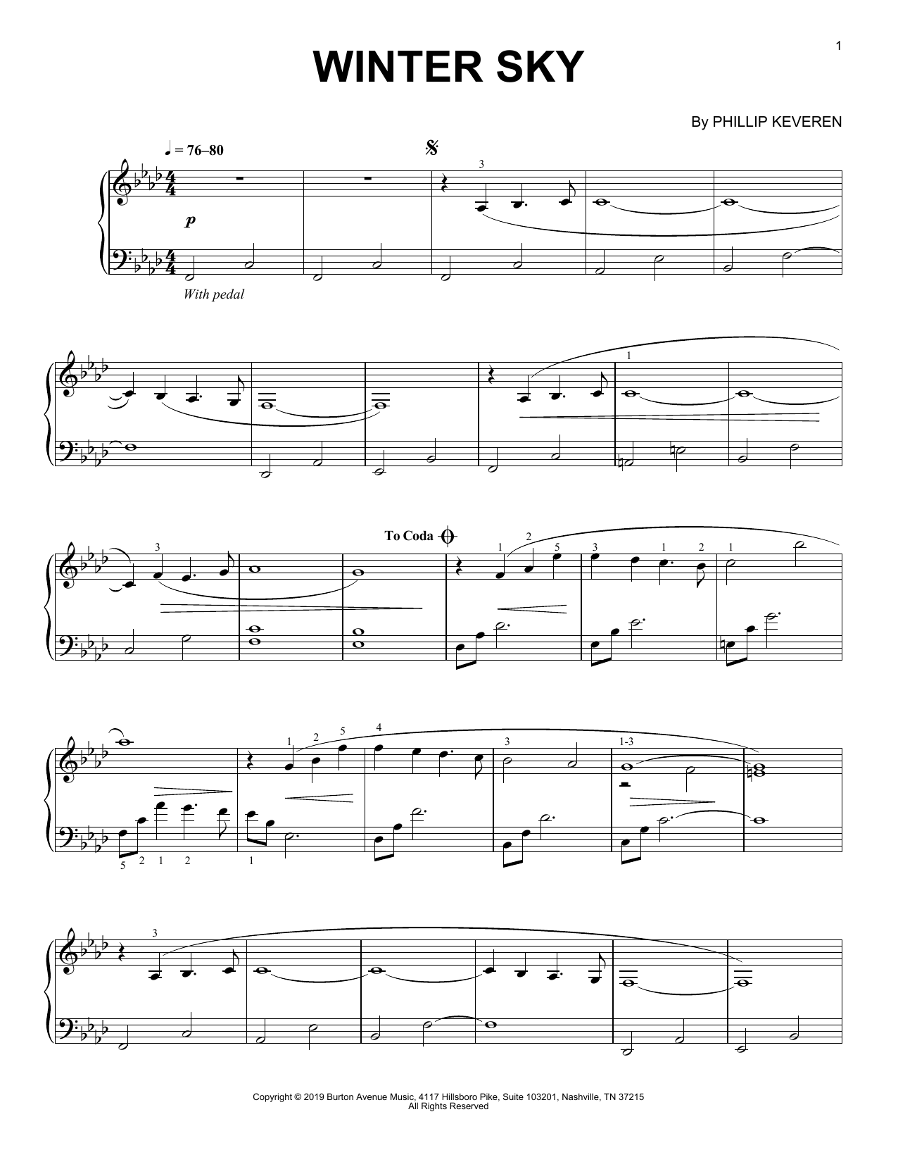 Download Phillip Keveren Winter Sky Sheet Music and learn how to play Piano Solo PDF digital score in minutes