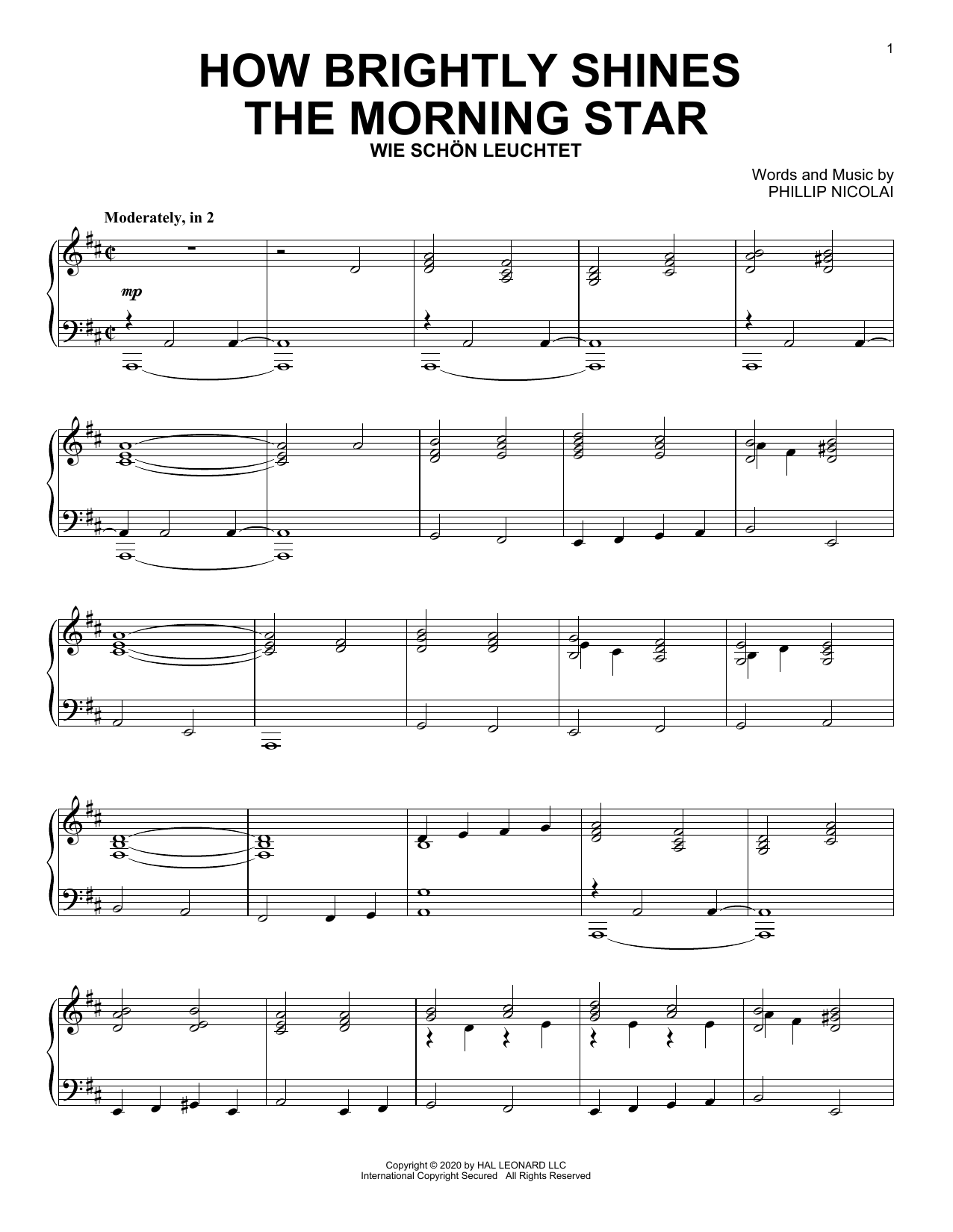 Download Phillip Nicolai How Brightly Shines The Morning Star Sheet Music and learn how to play Piano Solo PDF digital score in minutes
