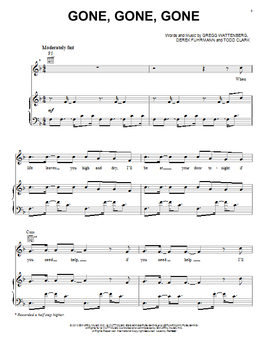 Download Phillip Phillips Gone, Gone, Gone Sheet Music and learn how to play Easy Guitar PDF digital score in minutes