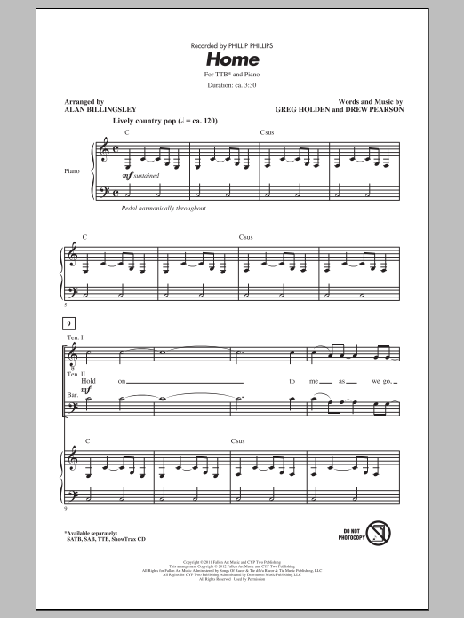 Download Alan Billingsley Home Sheet Music and learn how to play SATB PDF digital score in minutes