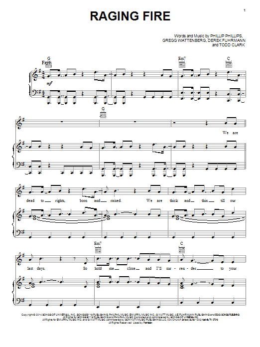 Download Phillip Phillips Raging Fire Sheet Music and learn how to play Ukulele PDF digital score in minutes