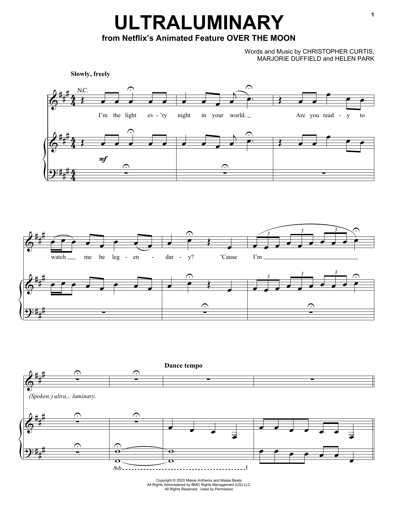 Download Phillipa Soo Ultraluminary (from Over The Moon) Sheet Music and learn how to play Piano, Vocal & Guitar Chords (Right-Hand Melody) PDF digital score in minutes