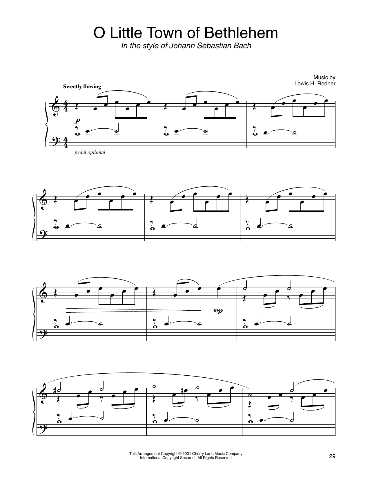 Download Phillips Brooks O Little Town Of Bethlehem (in the style of J.S. Bach) (arr. Carol Klose) Sheet Music and learn how to play Piano Solo PDF digital score in minutes