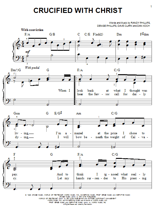 Download Phillips, Craig & Dean Crucified With Christ Sheet Music and learn how to play Piano, Vocal & Guitar (Right-Hand Melody) PDF digital score in minutes