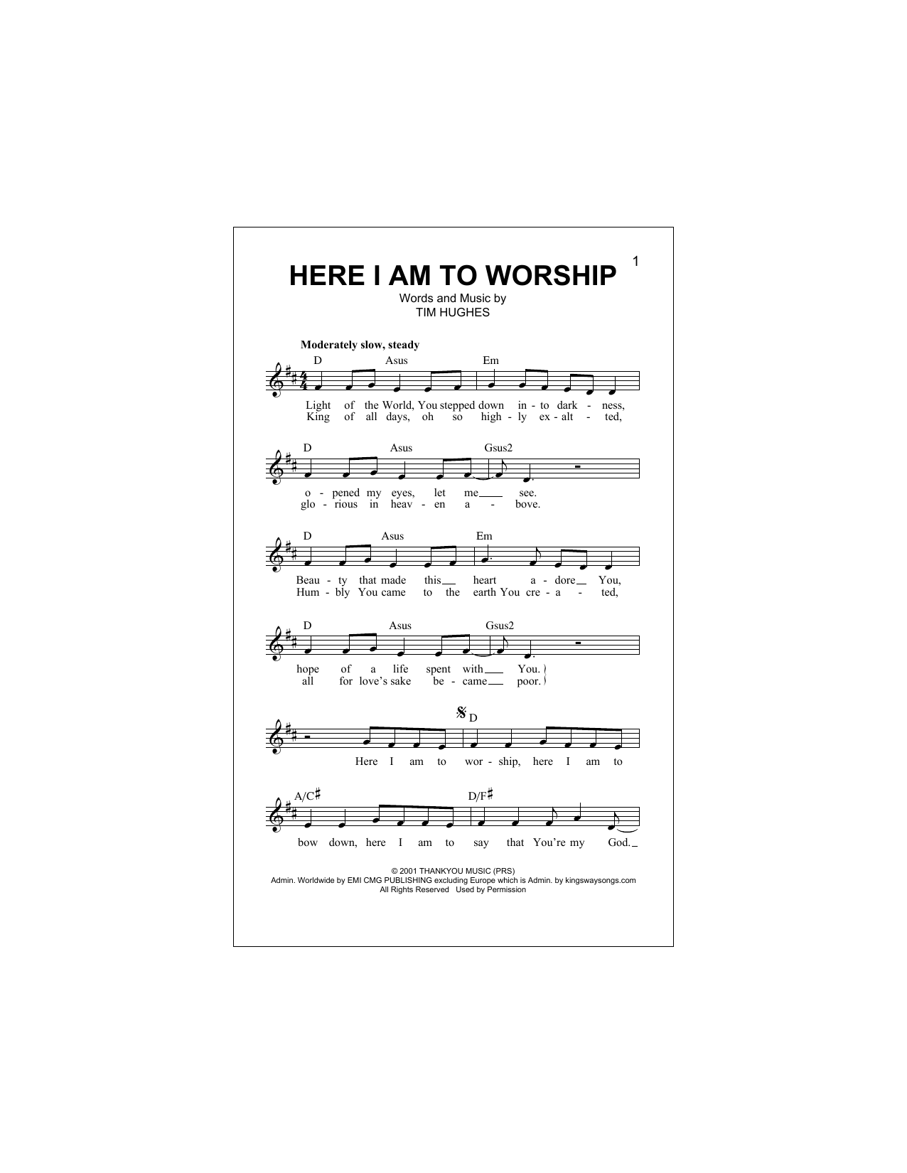 Download Phillips, Craig & Dean Here I Am To Worship (Light Of The World) Sheet Music and learn how to play Trumpet Solo PDF digital score in minutes