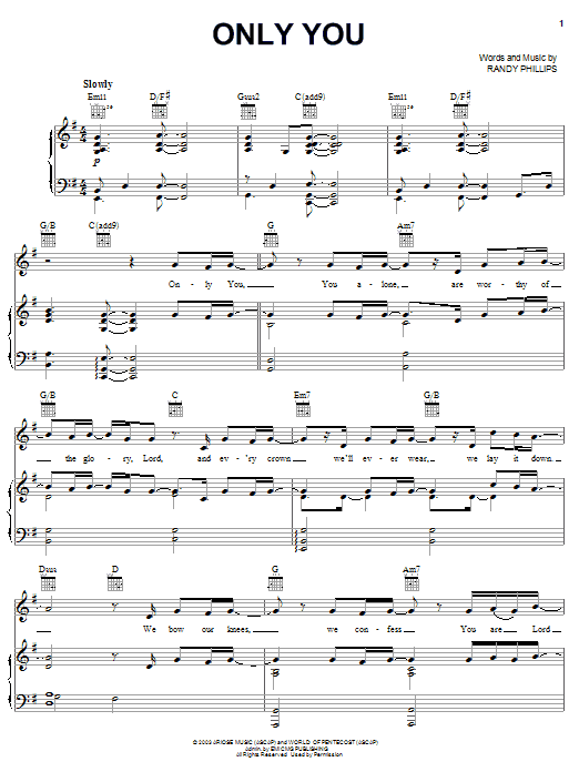 Download Phillips, Craig & Dean Only You Sheet Music and learn how to play Piano, Vocal & Guitar (Right-Hand Melody) PDF digital score in minutes