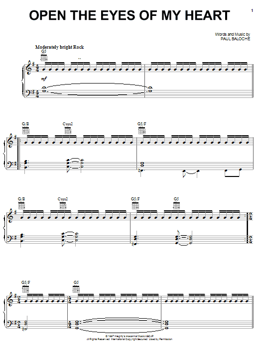 Download Phillips, Craig & Dean Open The Eyes Of My Heart Sheet Music and learn how to play Piano, Vocal & Guitar (Right-Hand Melody) PDF digital score in minutes