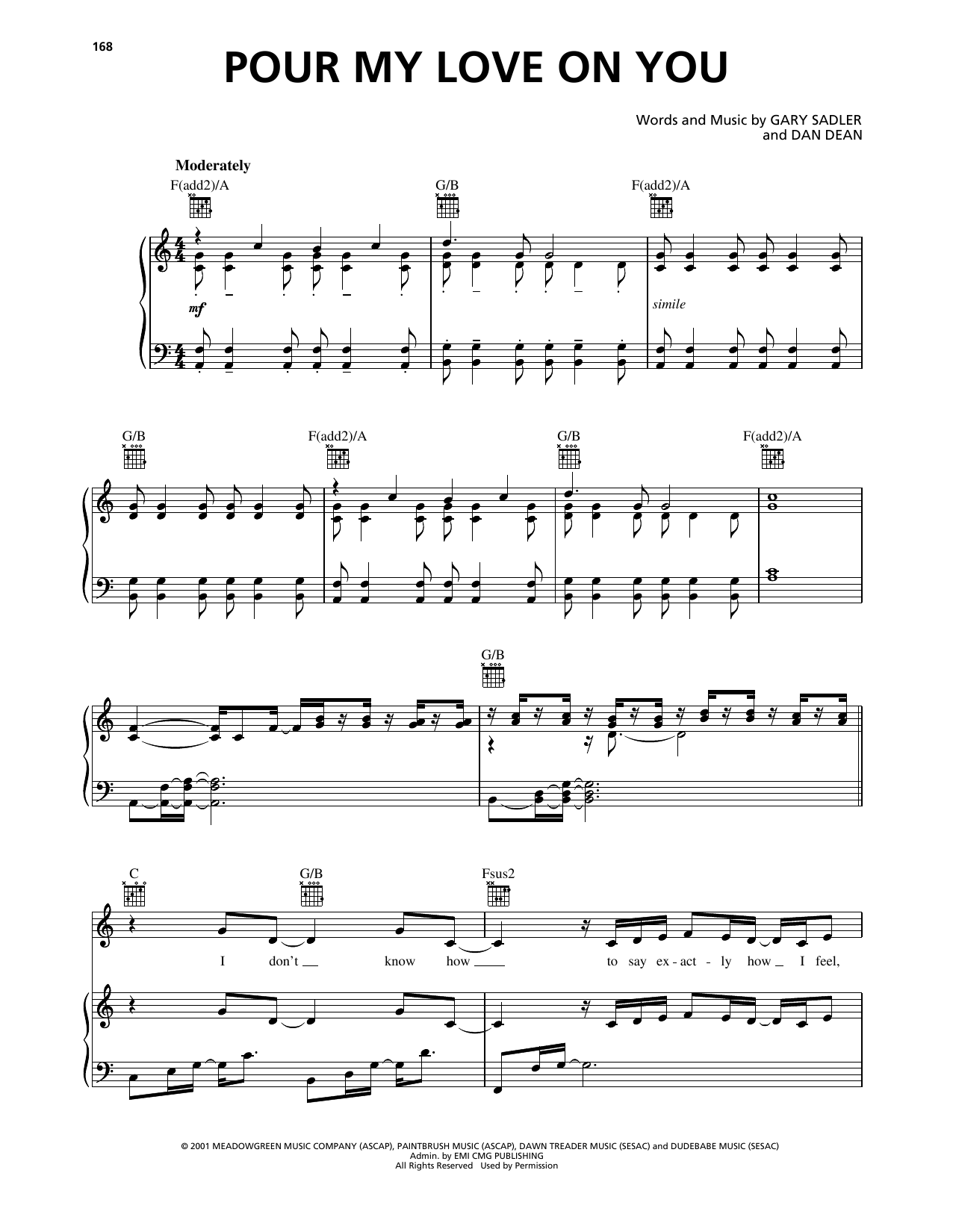 Download Phillips, Craig & Dean Pour My Love On You Sheet Music and learn how to play Piano, Vocal & Guitar Chords (Right-Hand Melody) PDF digital score in minutes