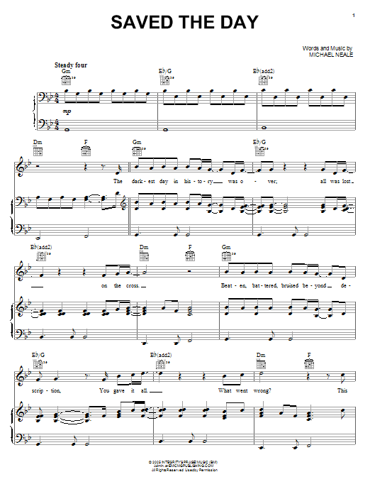 Download Phillips, Craig & Dean Saved The Day Sheet Music and learn how to play Piano, Vocal & Guitar (Right-Hand Melody) PDF digital score in minutes