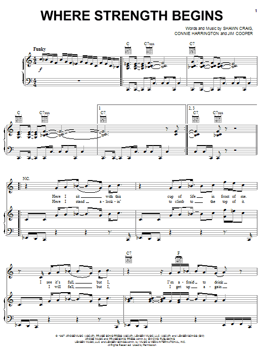 Download Phillips, Craig & Dean Where Strength Begins Sheet Music and learn how to play Piano, Vocal & Guitar (Right-Hand Melody) PDF digital score in minutes