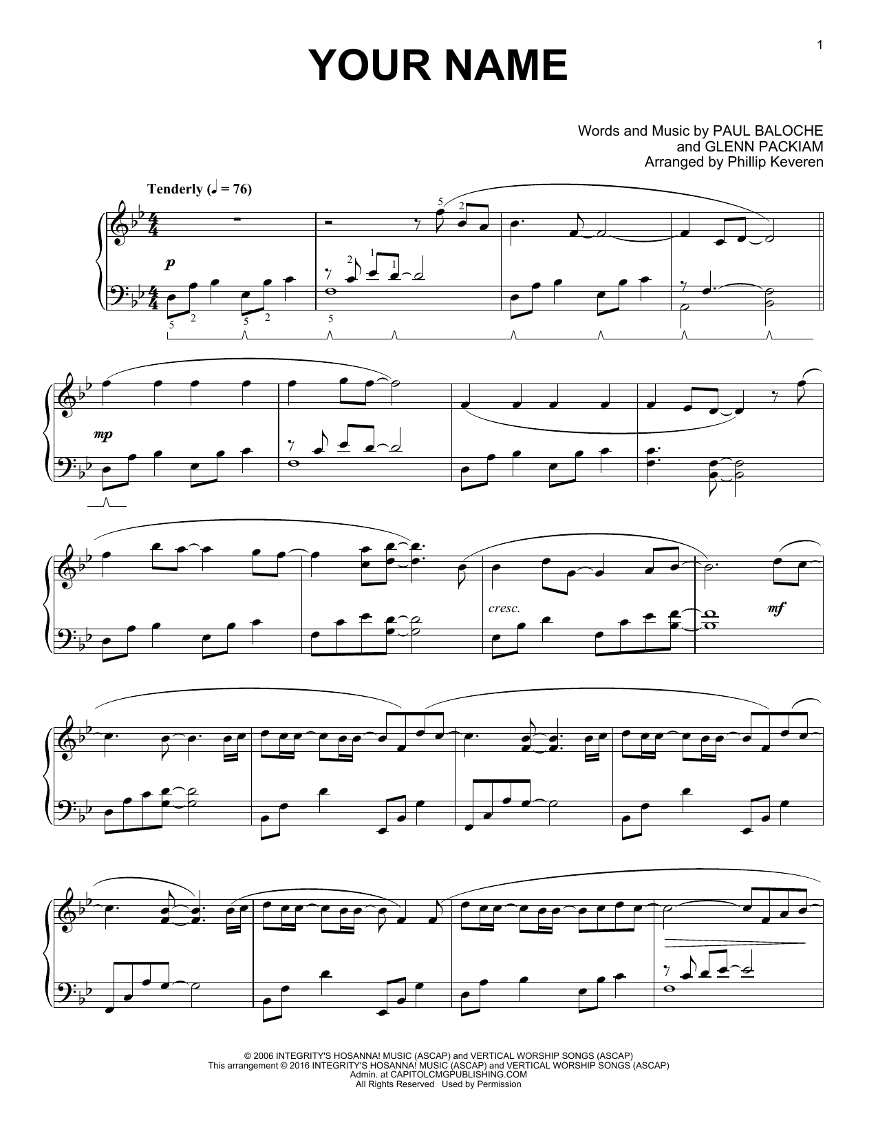 Download Phillip Keveren Your Name Sheet Music and learn how to play Piano PDF digital score in minutes