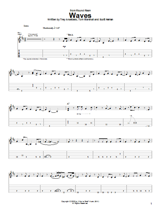 Download Phish Waves Sheet Music and learn how to play Guitar Tab PDF digital score in minutes