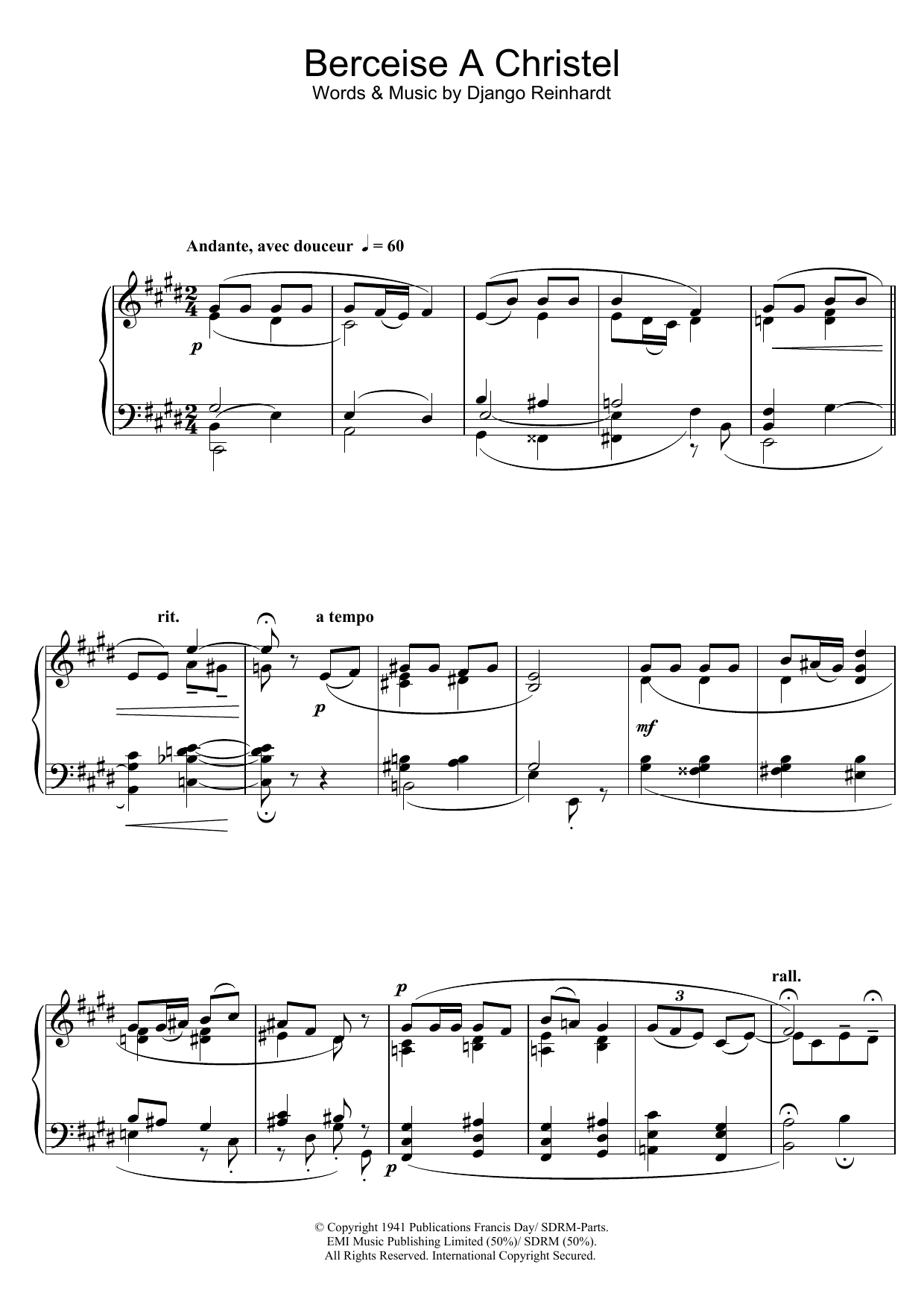 Download Pierre Villette Berceuse A Christel Sheet Music and learn how to play Piano PDF digital score in minutes