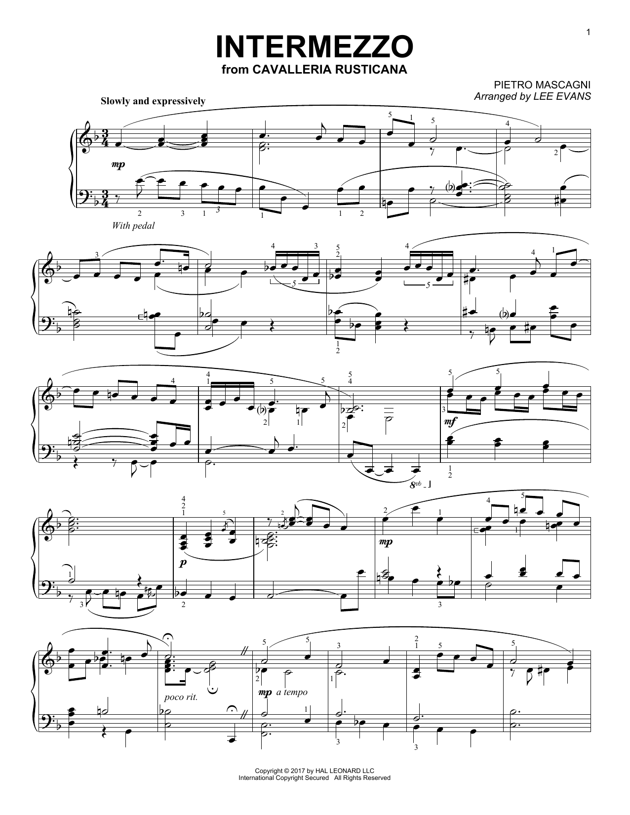 Download Lee Evans Intermezzo Sheet Music and learn how to play Piano PDF digital score in minutes