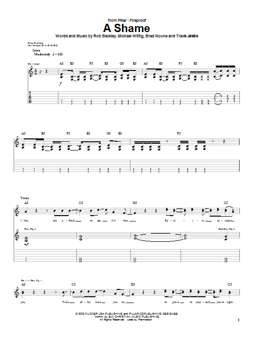 Download Pillar A Shame Sheet Music and learn how to play Guitar Tab PDF digital score in minutes