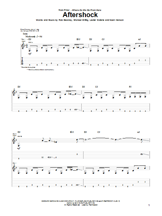 Download Pillar Aftershock Sheet Music and learn how to play Guitar Tab PDF digital score in minutes