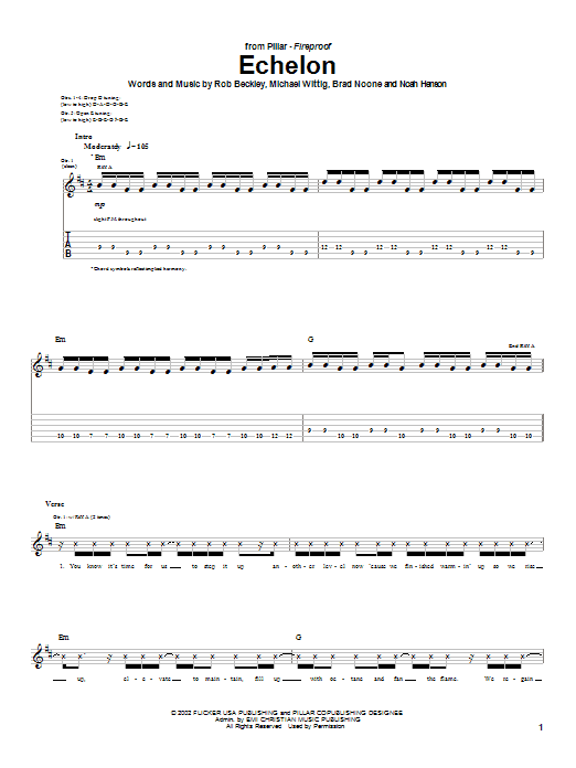 Download Pillar Echelon Sheet Music and learn how to play Guitar Tab PDF digital score in minutes