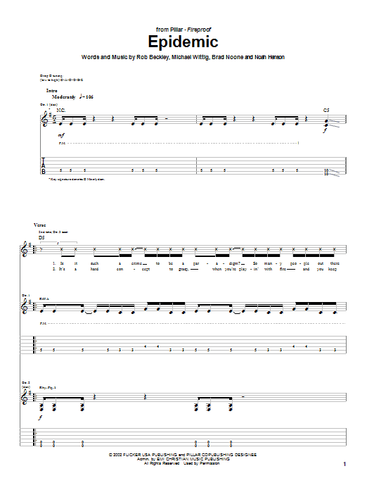 Download Pillar Epidemic Sheet Music and learn how to play Guitar Tab PDF digital score in minutes