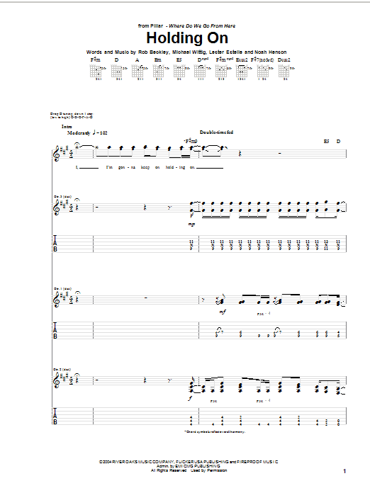 Download Pillar Holding On Sheet Music and learn how to play Guitar Tab PDF digital score in minutes