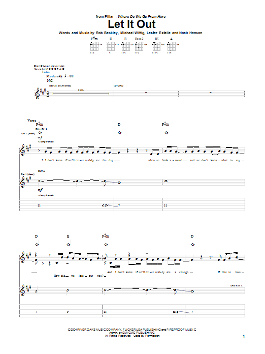 Download Pillar Let It Out Sheet Music and learn how to play Guitar Tab PDF digital score in minutes