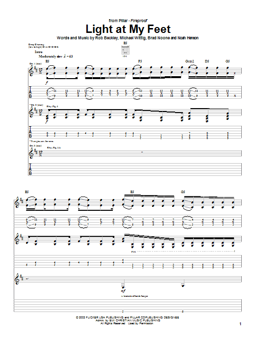 Download Pillar Light At My Feet Sheet Music and learn how to play Guitar Tab PDF digital score in minutes