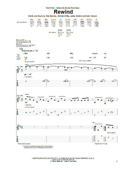 Download Pillar Rewind Sheet Music and learn how to play Guitar Tab PDF digital score in minutes