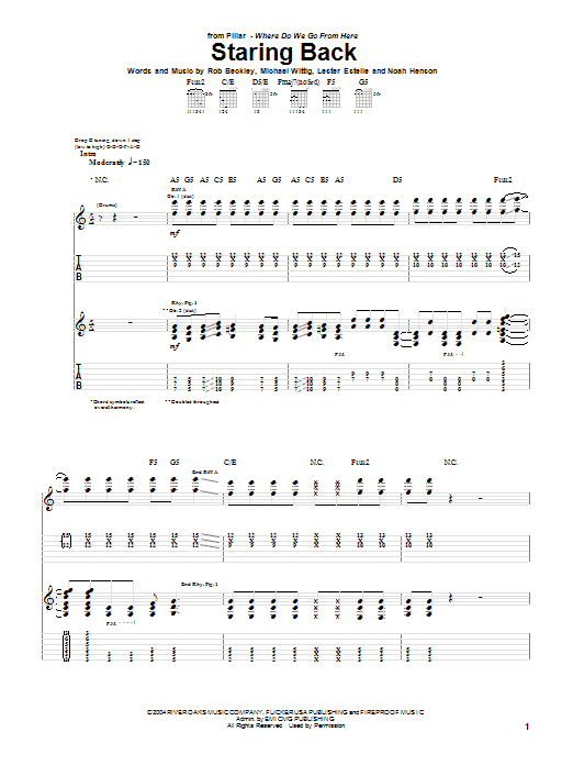 Download Pillar Staring Back Sheet Music and learn how to play Guitar Tab PDF digital score in minutes