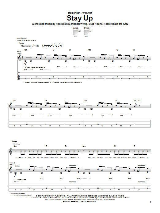 Download Pillar Stay Up Sheet Music and learn how to play Guitar Tab PDF digital score in minutes