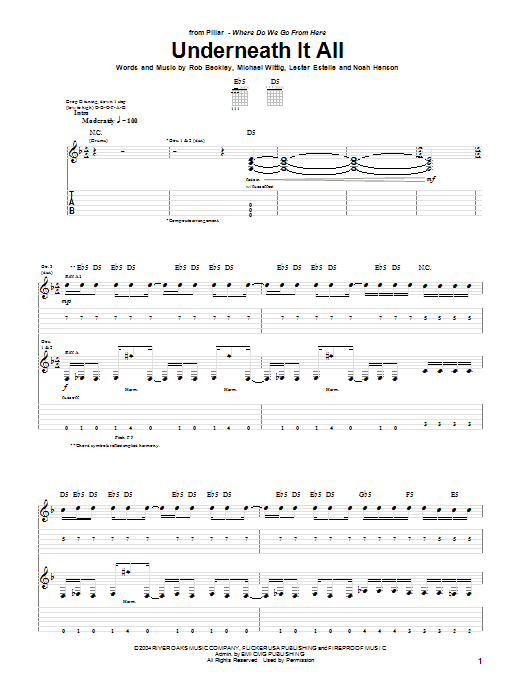 Download Pillar Underneath It All Sheet Music and learn how to play Guitar Tab PDF digital score in minutes