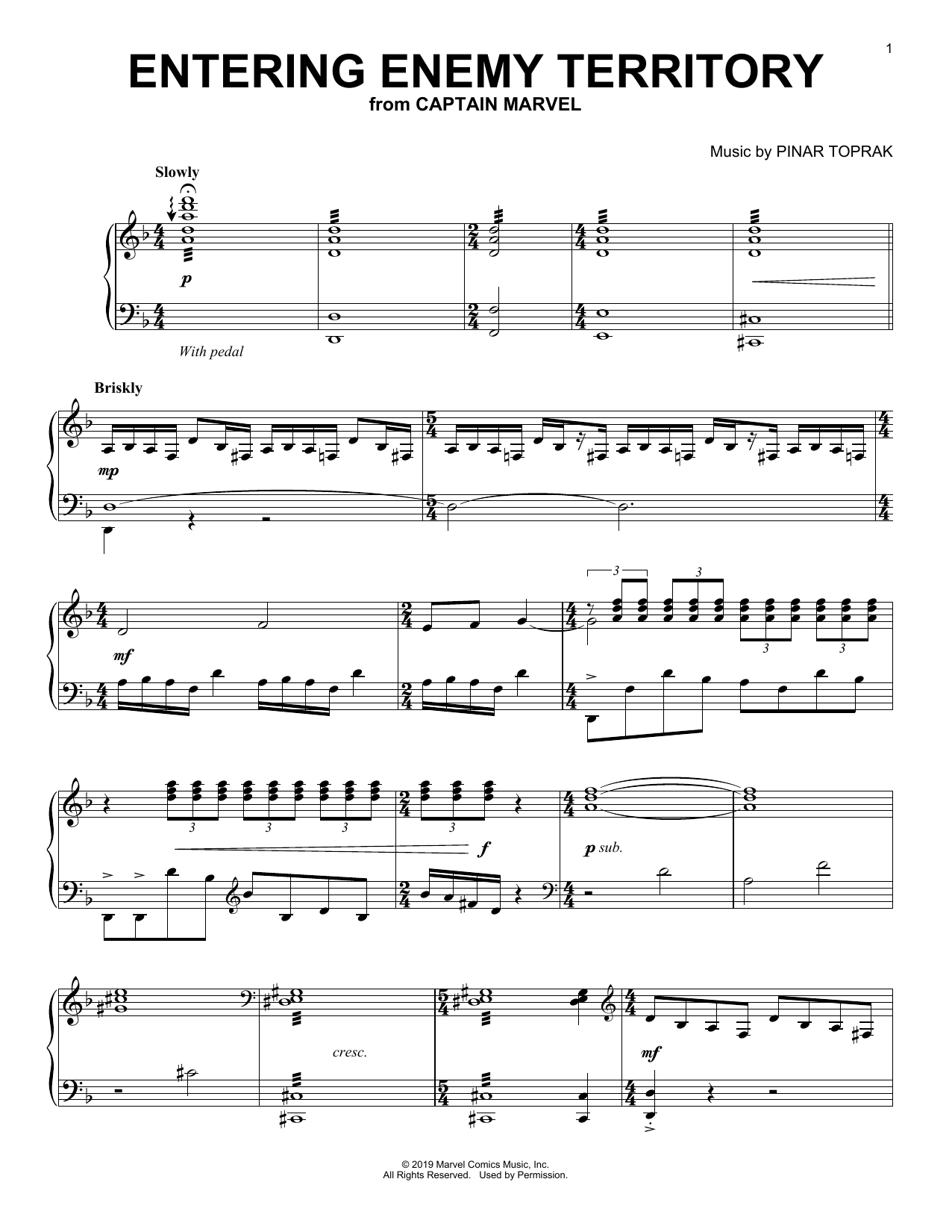 Download Pinar Toprak Entering Enemy Territory (from Captain Marvel) Sheet Music and learn how to play Piano Solo PDF digital score in minutes
