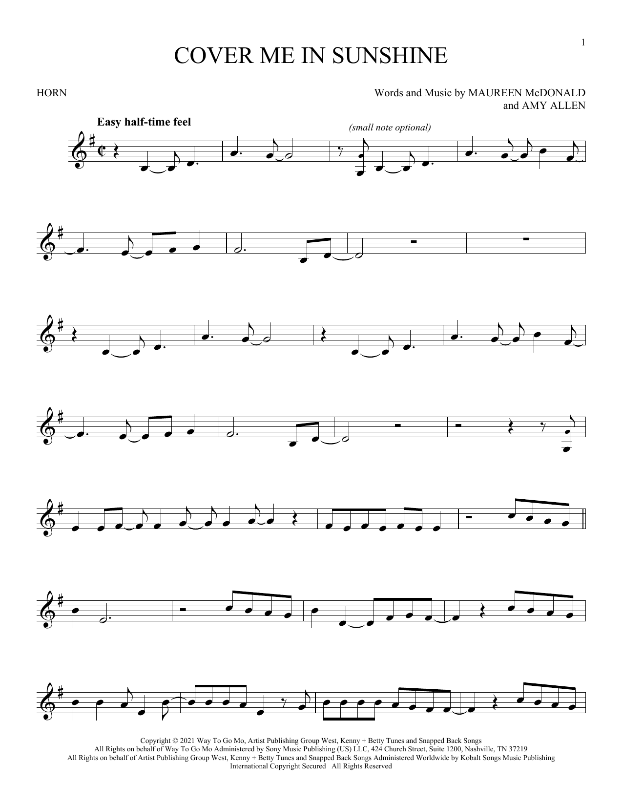 Download Pink And Willow Sage Hart Cover Me In Sunshine Sheet Music and learn how to play Cello Solo PDF digital score in minutes