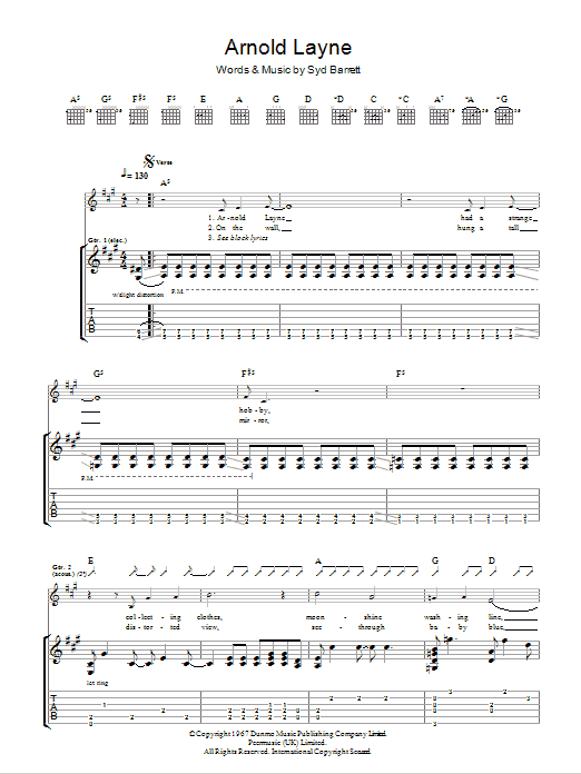 Download Pink Floyd Arnold Layne Sheet Music and learn how to play Ukulele PDF digital score in minutes