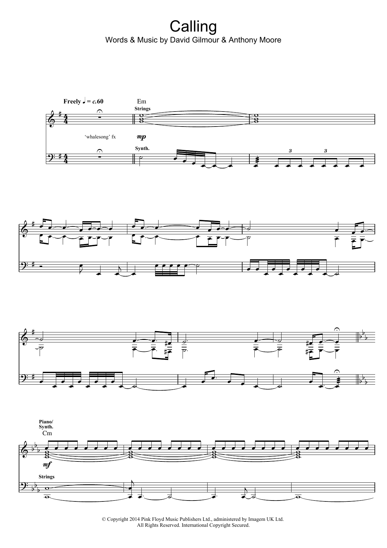 Download Pink Floyd Calling Sheet Music and learn how to play Guitar Tab PDF digital score in minutes