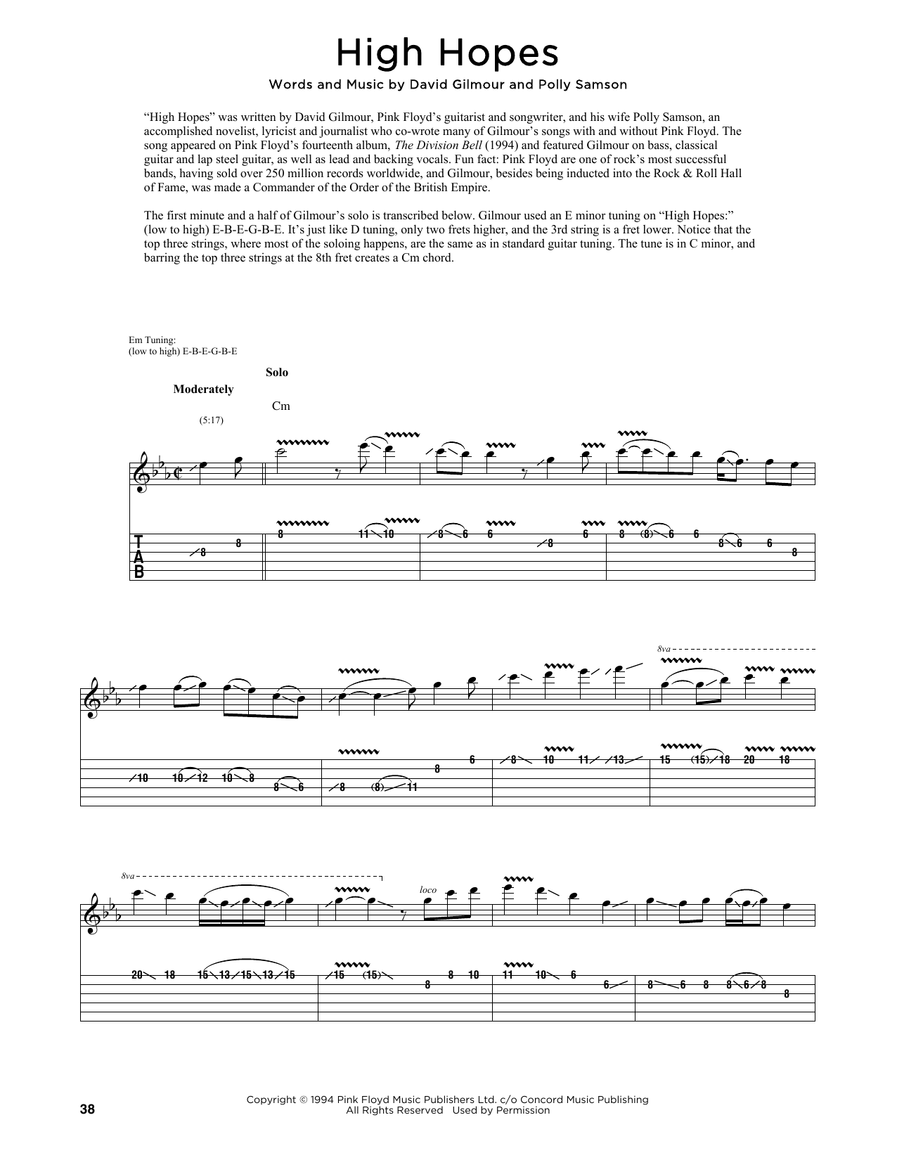 Download Pink Floyd High Hopes (arr. Fred Sokolow) Sheet Music and learn how to play Guitar Tab PDF digital score in minutes
