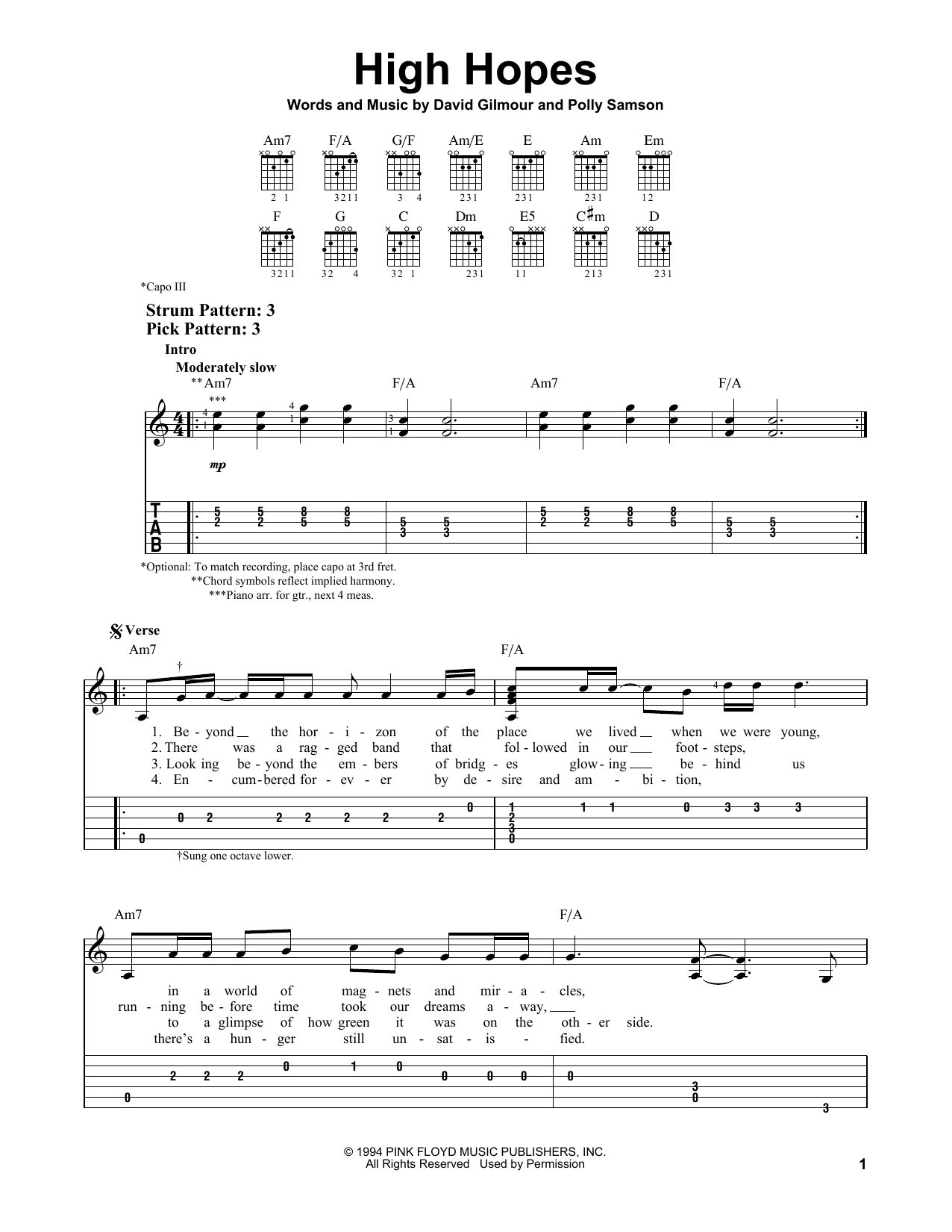 Download Pink Floyd High Hopes Sheet Music and learn how to play Ukulele PDF digital score in minutes