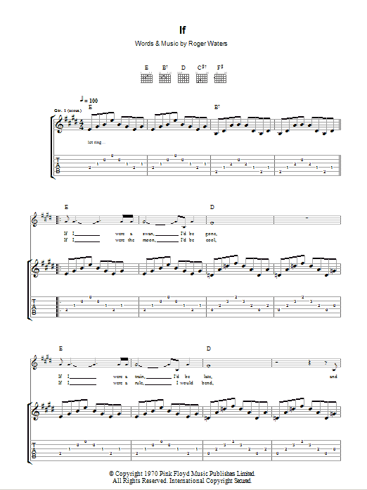 Download Pink Floyd If Sheet Music and learn how to play Piano, Vocal & Guitar Chords (Right-Hand Melody) PDF digital score in minutes