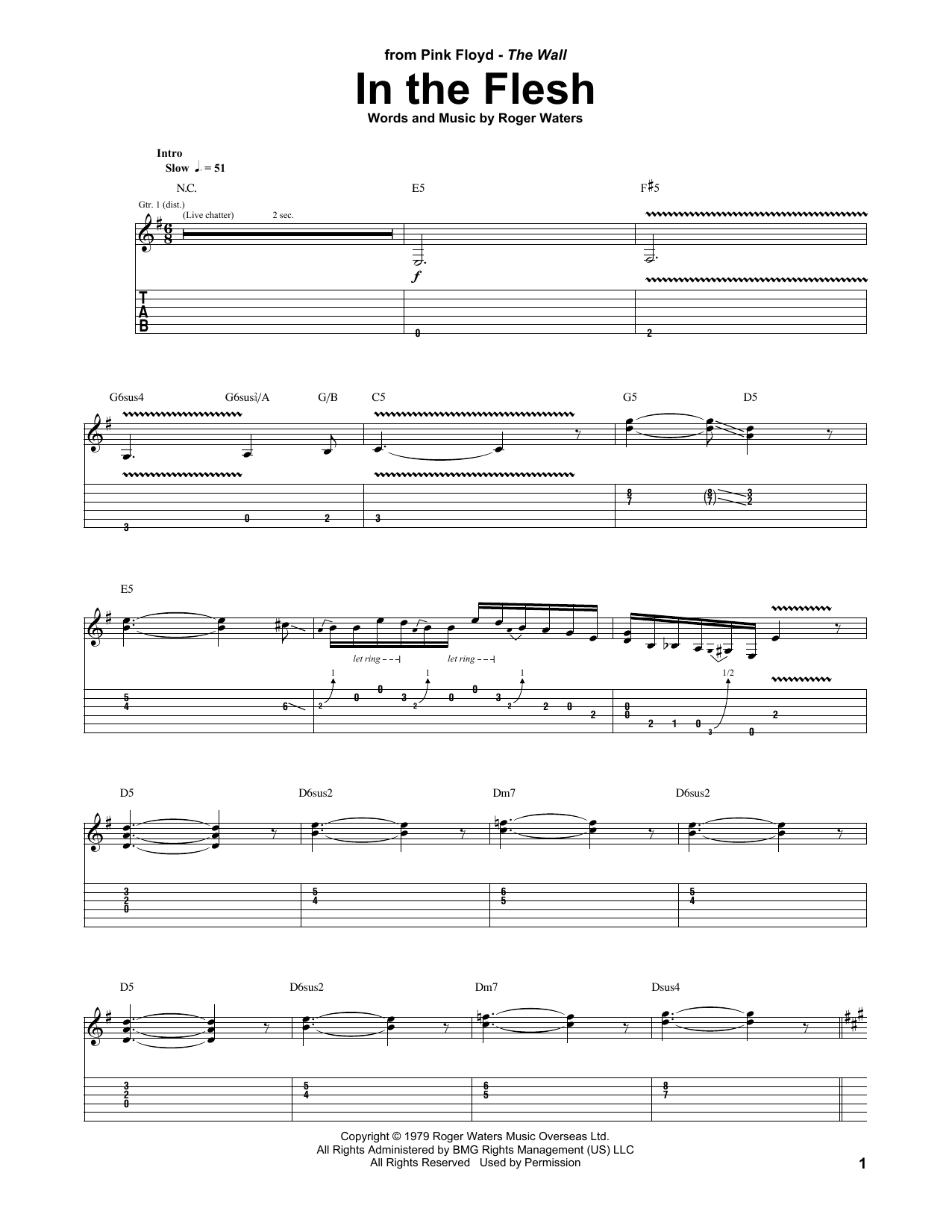 Download Pink Floyd In The Flesh Sheet Music and learn how to play Guitar Tab PDF digital score in minutes