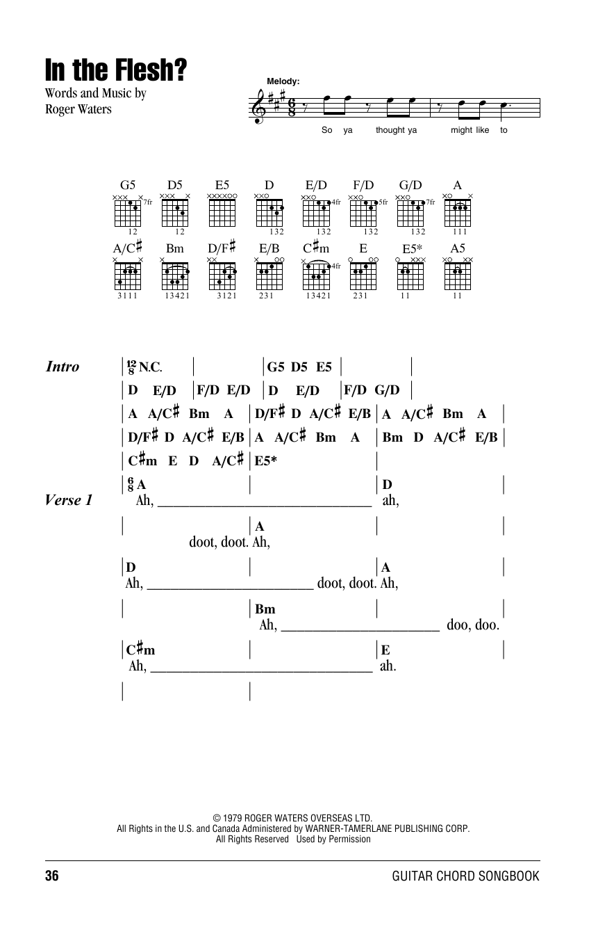 Download Pink Floyd In The Flesh? Sheet Music and learn how to play Lyrics & Chords PDF digital score in minutes