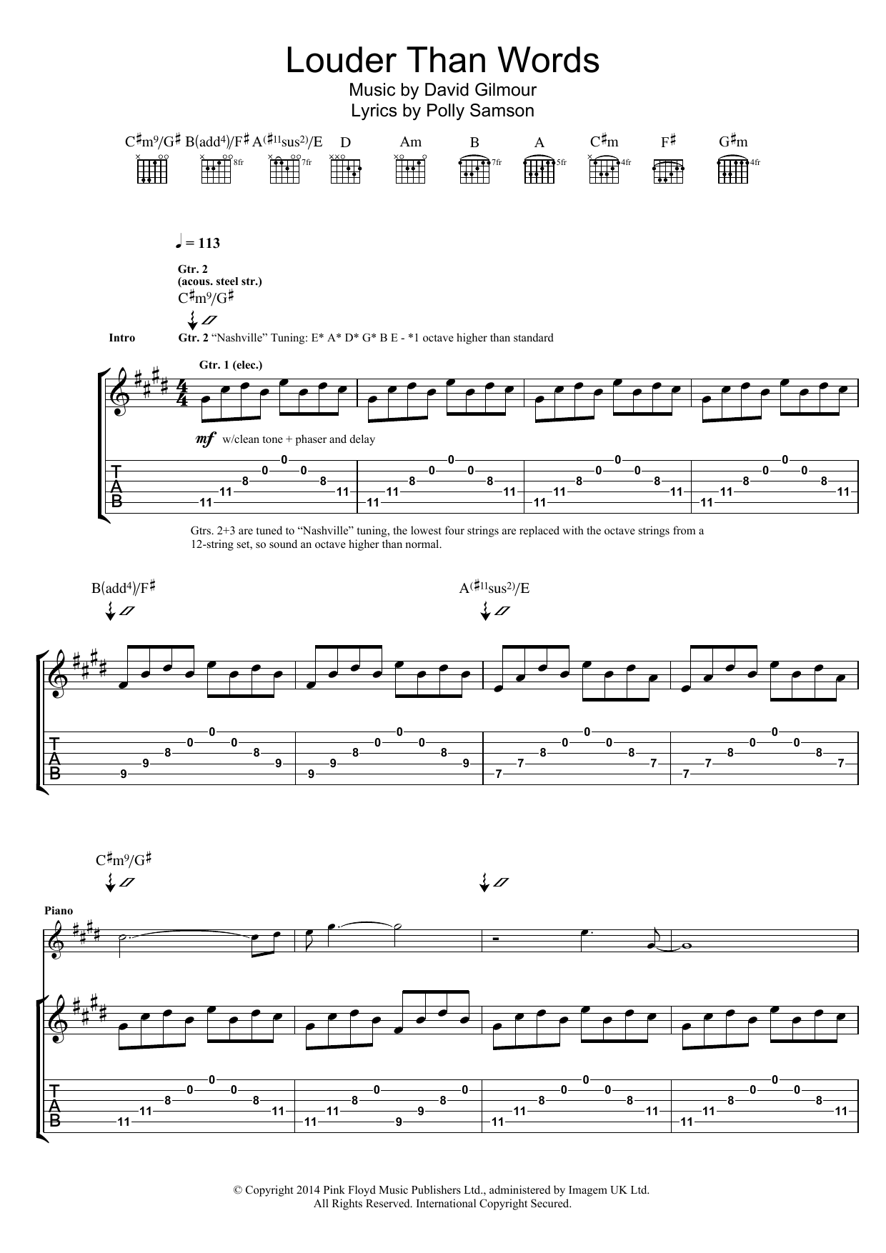 Download Pink Floyd Louder Than Words Sheet Music and learn how to play Guitar Tab PDF digital score in minutes