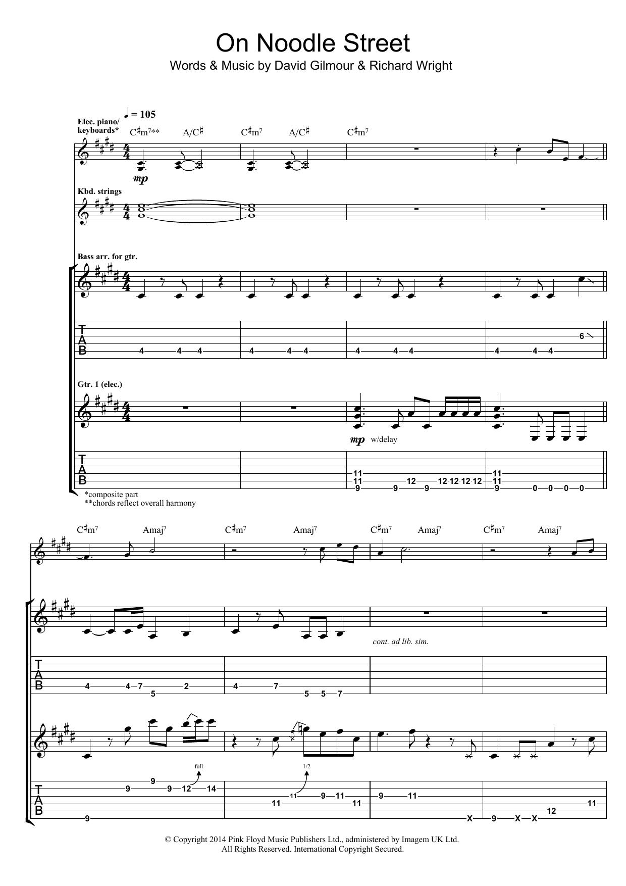 Download Pink Floyd On Noodle Street Sheet Music and learn how to play Guitar Tab PDF digital score in minutes