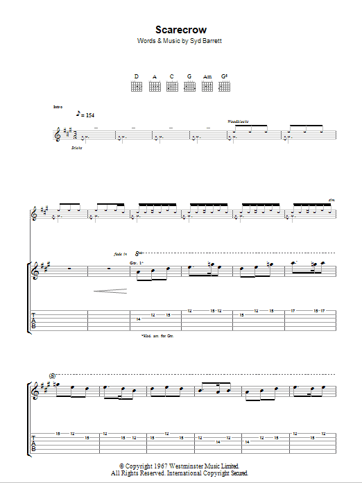 Download Pink Floyd Scarecrow Sheet Music and learn how to play Guitar Tab PDF digital score in minutes