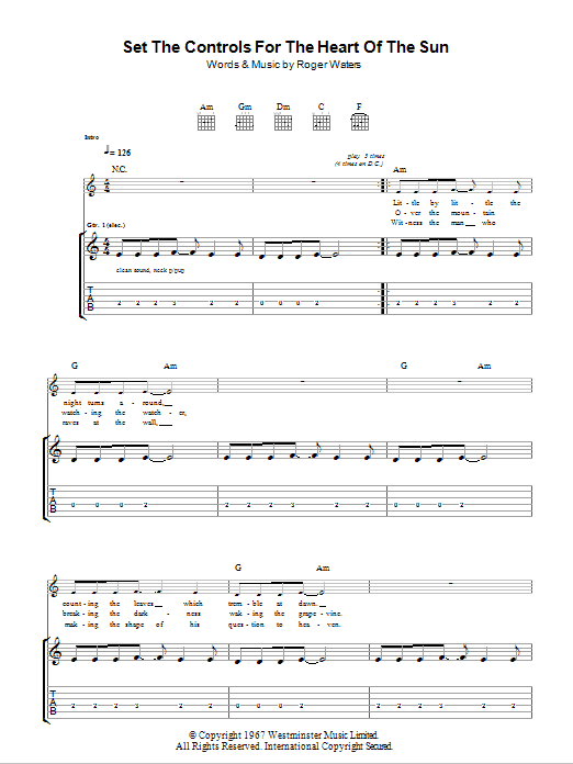 Download Pink Floyd Set The Controls For The Heart Of The Sun Sheet Music and learn how to play Lyrics & Chords PDF digital score in minutes