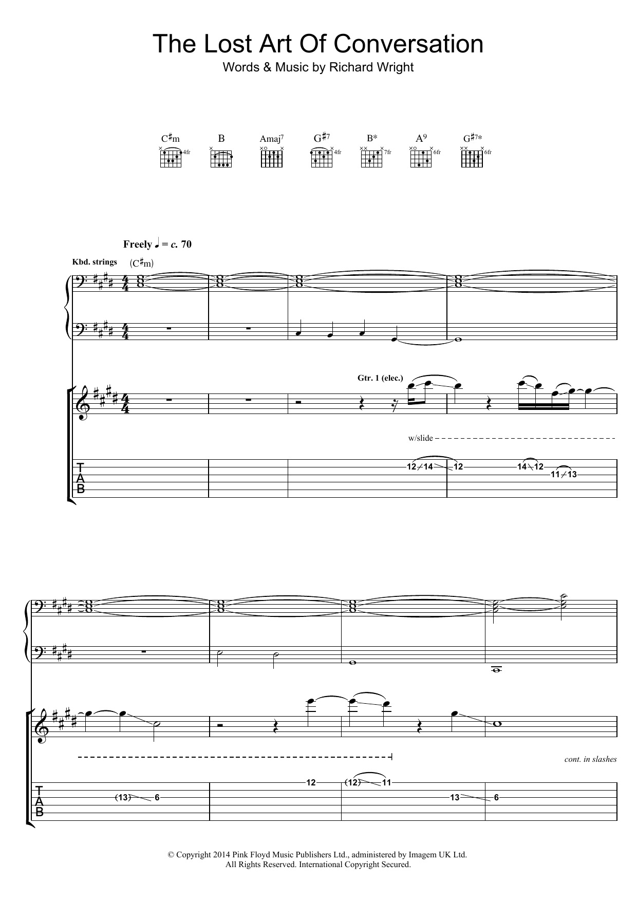 Download Pink Floyd The Lost Art Of Conversation Sheet Music and learn how to play Guitar Tab PDF digital score in minutes