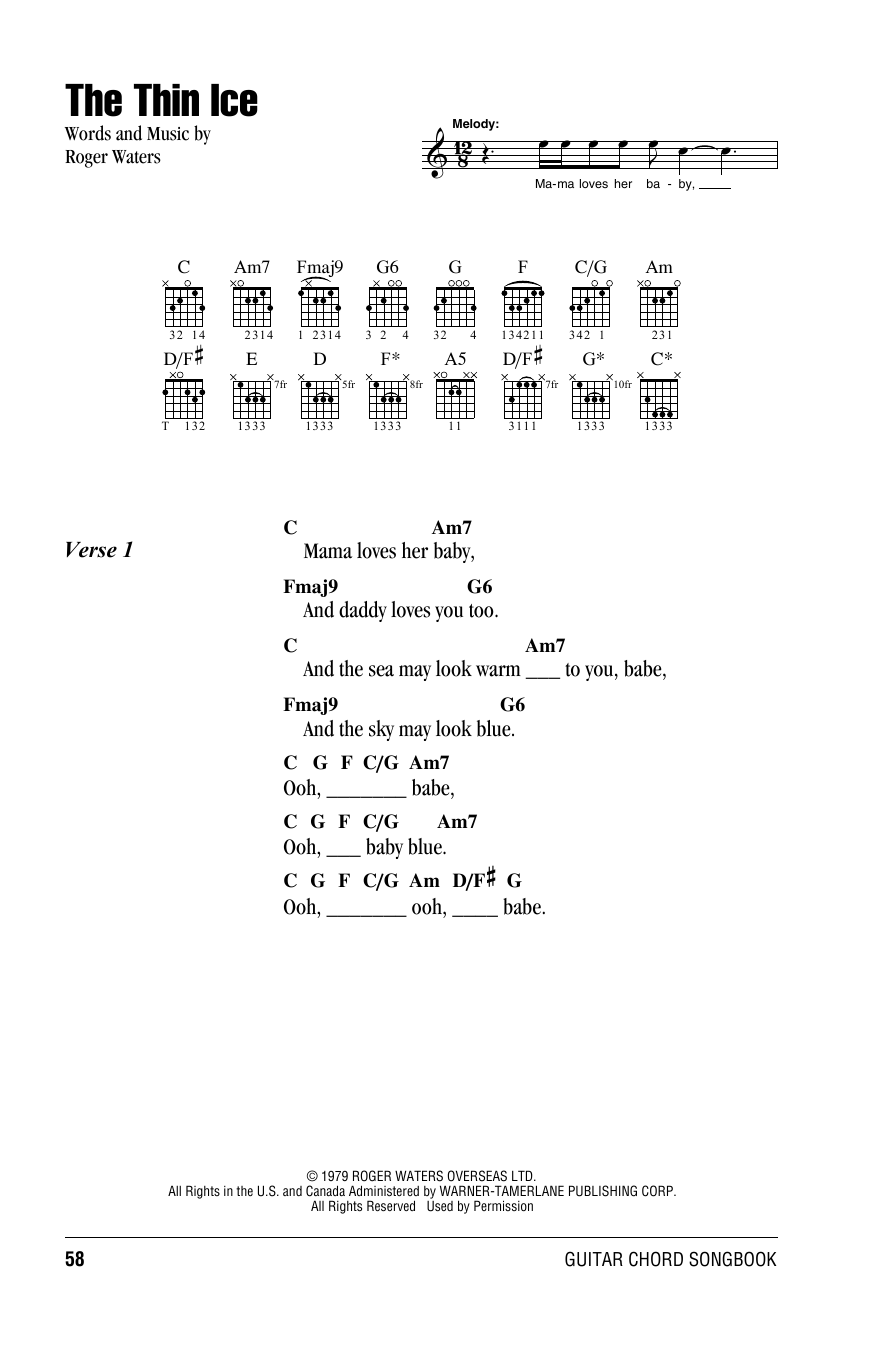 Download Pink Floyd The Thin Ice Sheet Music and learn how to play Guitar Tab PDF digital score in minutes