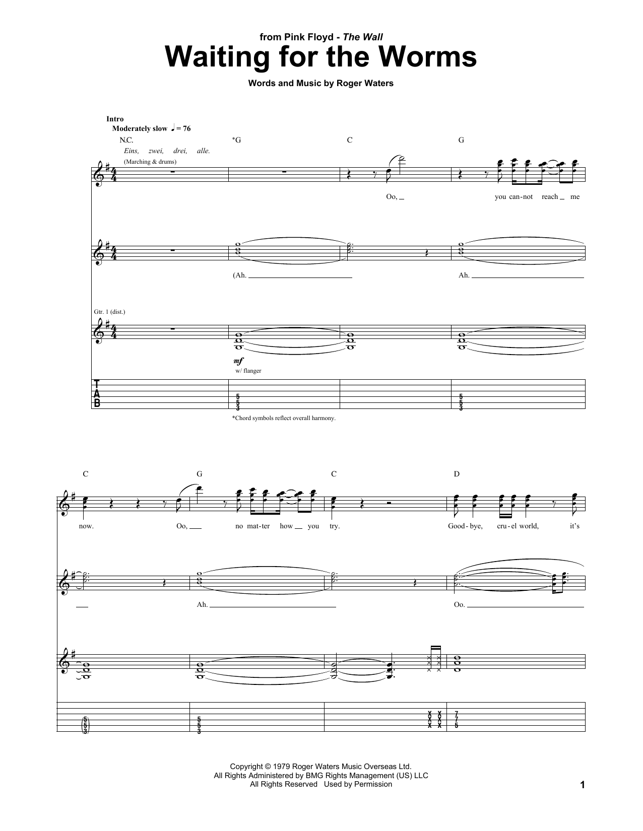 Download Pink Floyd Waiting For The Worms Sheet Music and learn how to play Guitar Tab PDF digital score in minutes