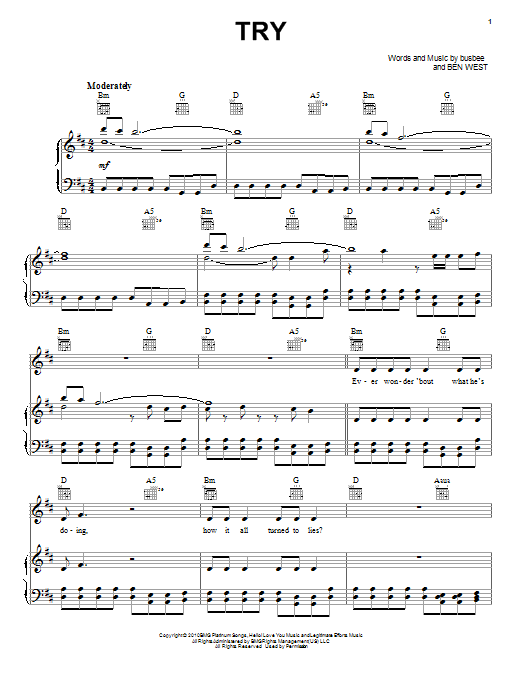 Download Pink Try Sheet Music and learn how to play Keyboard PDF digital score in minutes